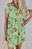 Casual Street Floral Patchwork O Neck Dresses(8 Colors)