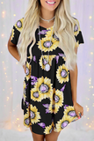 Casual Street Floral Patchwork O Neck Dresses(8 Colors)