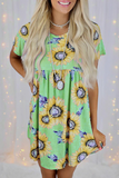 Casual Street Floral Patchwork O Neck Dresses(8 Colors)