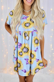 Casual Street Floral Patchwork O Neck Dresses(8 Colors)