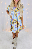 Casual Street Floral Patchwork O Neck Dresses(8 Colors)