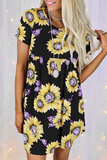 Casual Street Floral Patchwork O Neck Dresses(8 Colors)