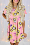 Casual Street Floral Patchwork O Neck Dresses(8 Colors)