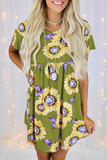 Casual Street Floral Patchwork O Neck Dresses(8 Colors)