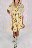 Casual Street Floral Patchwork O Neck Dresses(8 Colors)