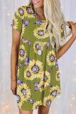 Casual Street Floral Patchwork O Neck Dresses(8 Colors)