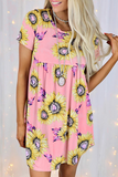 Casual Street Floral Patchwork O Neck Dresses(8 Colors)