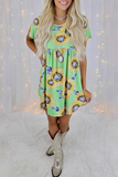 Casual Street Floral Patchwork O Neck Dresses(8 Colors)