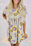 Casual Street Floral Patchwork O Neck Dresses(8 Colors)