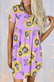 Casual Street Floral Patchwork O Neck Dresses(8 Colors)