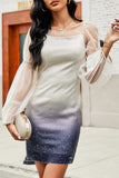 Casual Gradual Change Split Joint Square Collar A Line Dresses