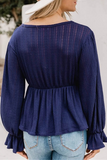 Casual Solid Patchwork Fold V Neck Tops(4 Colors)