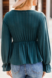 Casual Solid Patchwork Fold V Neck Tops(4 Colors)