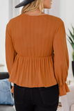 Casual Solid Patchwork Fold V Neck Tops(4 Colors)
