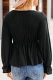 Casual Solid Patchwork Fold V Neck Tops(4 Colors)