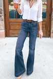 Casual Solid Patchwork Boot Cut Denim Jeans