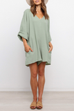 Casual Solid V Neck Straight Jumpsuits