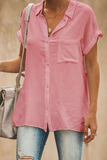 Casual Solid Turndown Collar Tops(4 Colors)