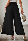 Fashion Solid Bandage Loose High Waist Wide Leg Solid Color Bottoms(6 Colors)