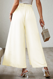 Fashion Solid Bandage Loose High Waist Wide Leg Solid Color Bottoms(6 Colors)