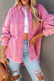Casual Solid Patchwork Long Sleeve Straight Denim Jacket(3 Colors)