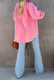 Casual Solid Patchwork Long Sleeve Straight Denim Jacket(3 Colors)