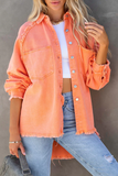 Casual Solid Patchwork Long Sleeve Straight Denim Jacket(3 Colors)