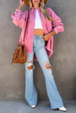Casual Solid Patchwork Long Sleeve Straight Denim Jacket(3 Colors)