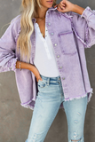 Casual Solid Patchwork Long Sleeve Straight Denim Jacket(3 Colors)