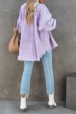 Casual Solid Patchwork Long Sleeve Straight Denim Jacket(3 Colors)