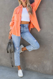 Casual Solid Patchwork Long Sleeve Straight Denim Jacket(3 Colors)
