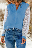 Casual Patchwork Lace Shirt Collar Blouses(6 Colors)