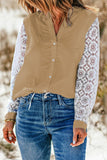 Casual Patchwork Lace Shirt Collar Blouses(6 Colors)