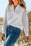 Casual Patchwork Lace Shirt Collar Blouses(6 Colors)