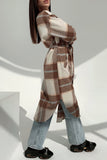Sweet Elegant Plaid Striped Printing Shirt Collar Outerwear(3 Colors)