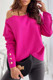 Sweet Elegant Solid Chains Oblique Collar Tops(3 Colors)