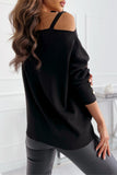 Sweet Elegant Solid Chains Oblique Collar Tops(3 Colors)
