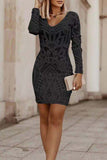 Patchwork Embroidered V Neck A Line Dresses