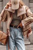 Casual Street Color Block Contrast Turndown Collar Outerwear(3 Colors)