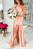 Casual Simplicity Solid Asymmetrical With Bow Oblique Collar Irregular Dresses