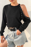 Long-sleeve Loose Off-shoulder T-shirt