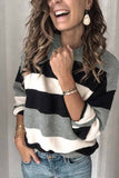 Striped O-Neck Contrast Sweater(3 Colors)