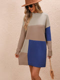 Cindy Color Block Mini Sweater Dress - Blue