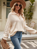 Benji Zig Zag Striped Batwing Sleeve Sweater - Beige