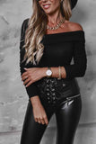 Solid Color Sexy Strapless Long Sleeves Tops