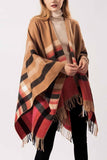 Essential Grid Loose Tassel Shawl Cloak(2 Colors)