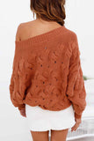 Strapless Hollow Lantern Sleeve Sweater(3 Colors)