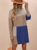 Cindy Color Block Mini Sweater Dress - Blue