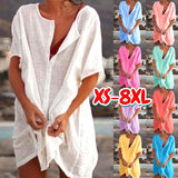 XS-8XL Plus Size Beach Wear Swimwear Deep V-neck Bikiini Cover-up Dress