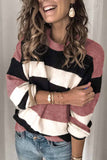 Striped O-Neck Contrast Sweater(3 Colors)